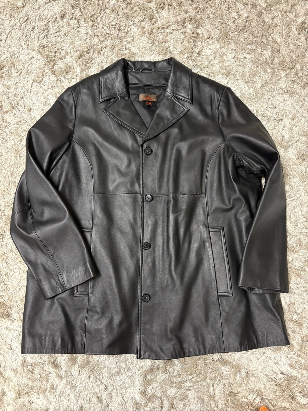 Danier leather 3X  Black Leather Button-Front Coat